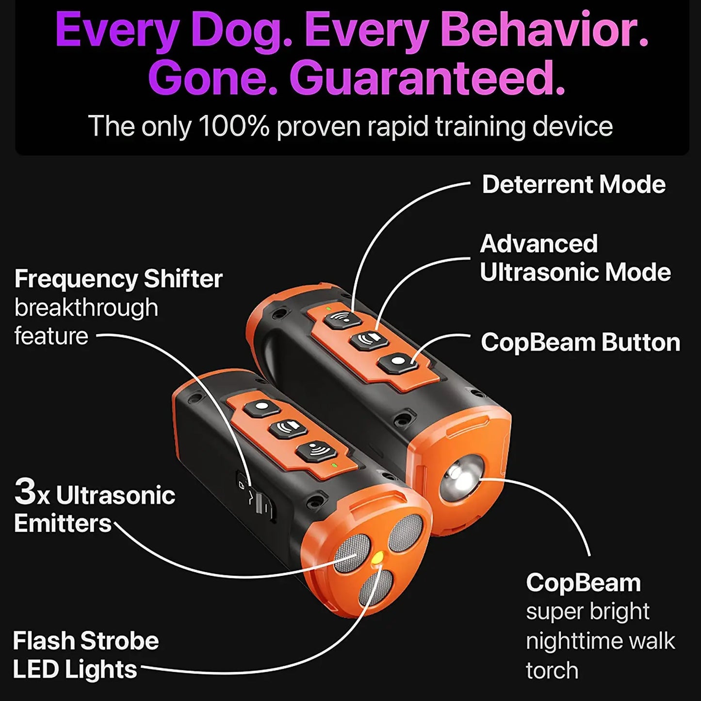 2023 Release Pet Dog Repeller Ultrasonic device with flashlight
